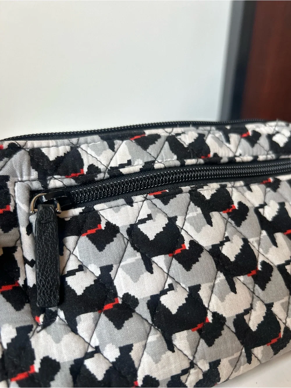 Vera Bradley Quilted Black, White & Red Patterned Phone Wallet Case